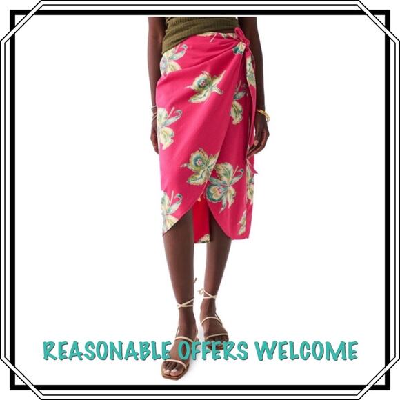 NWT Faherty Floral Wrap Skirt Orchid Blossom Pacifica Tropical Print Size XS